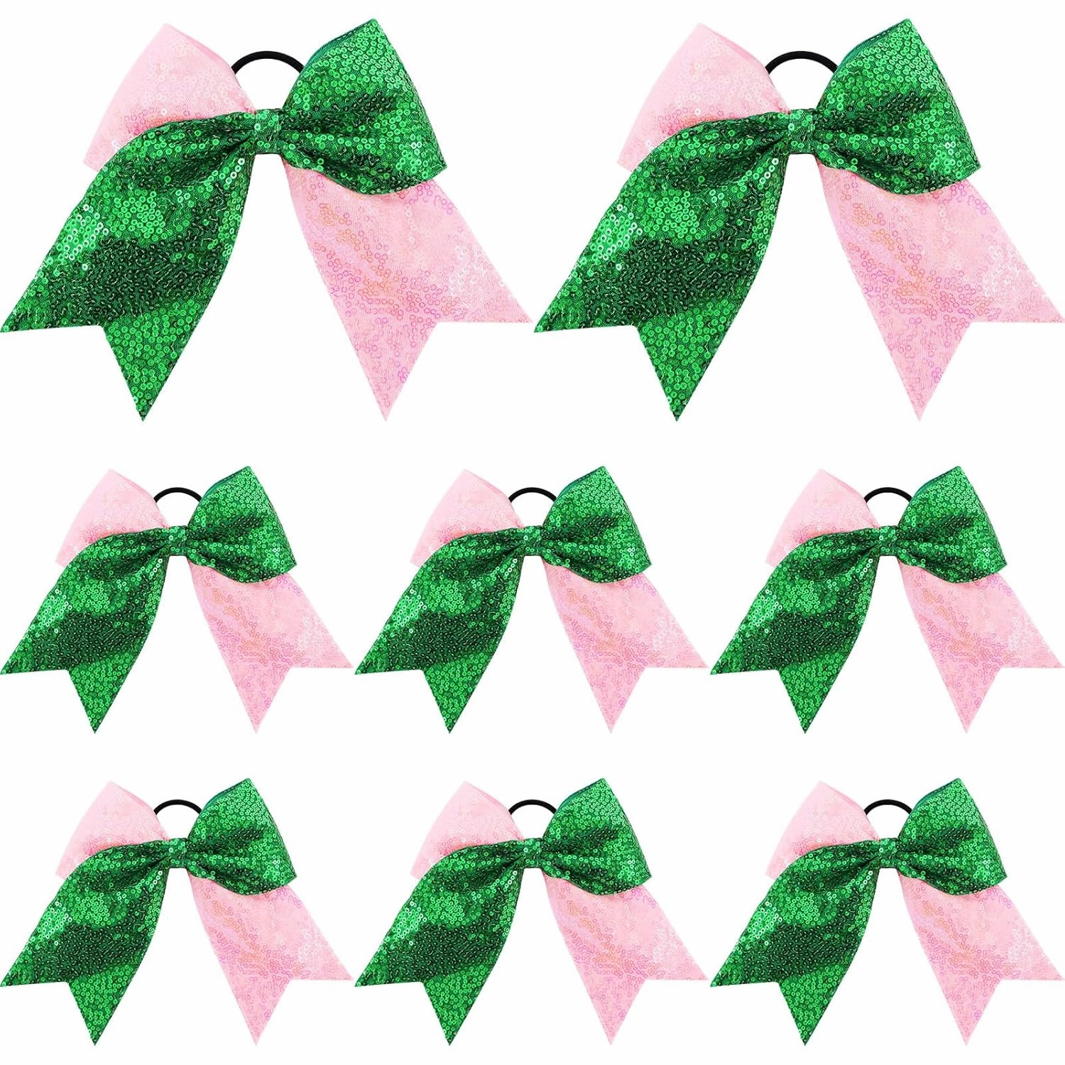 8 Pcs Witch Hair Accessories, Glitter Pink and Green Hair Bows Ties for Good Witch and Princess Party Favor Movie Fan Gifts for Women Girls Friendship