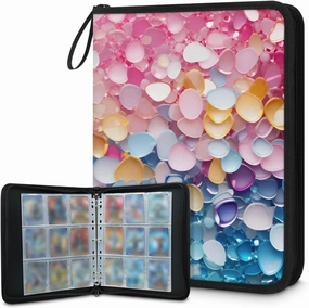 9 Pocket Card Binder, Glitter 900 Pockets Collector Album with Zipper Trading Card Binder, Colorful Pink Double Sided Pocket Collection Binder