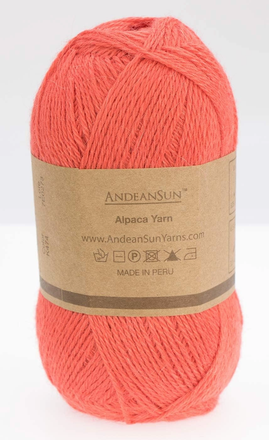 (3 Small Gorgeous Skeins) Alpaca Yarn Blend Umayo [657 Yards Total], #2 Fingering (Coral)