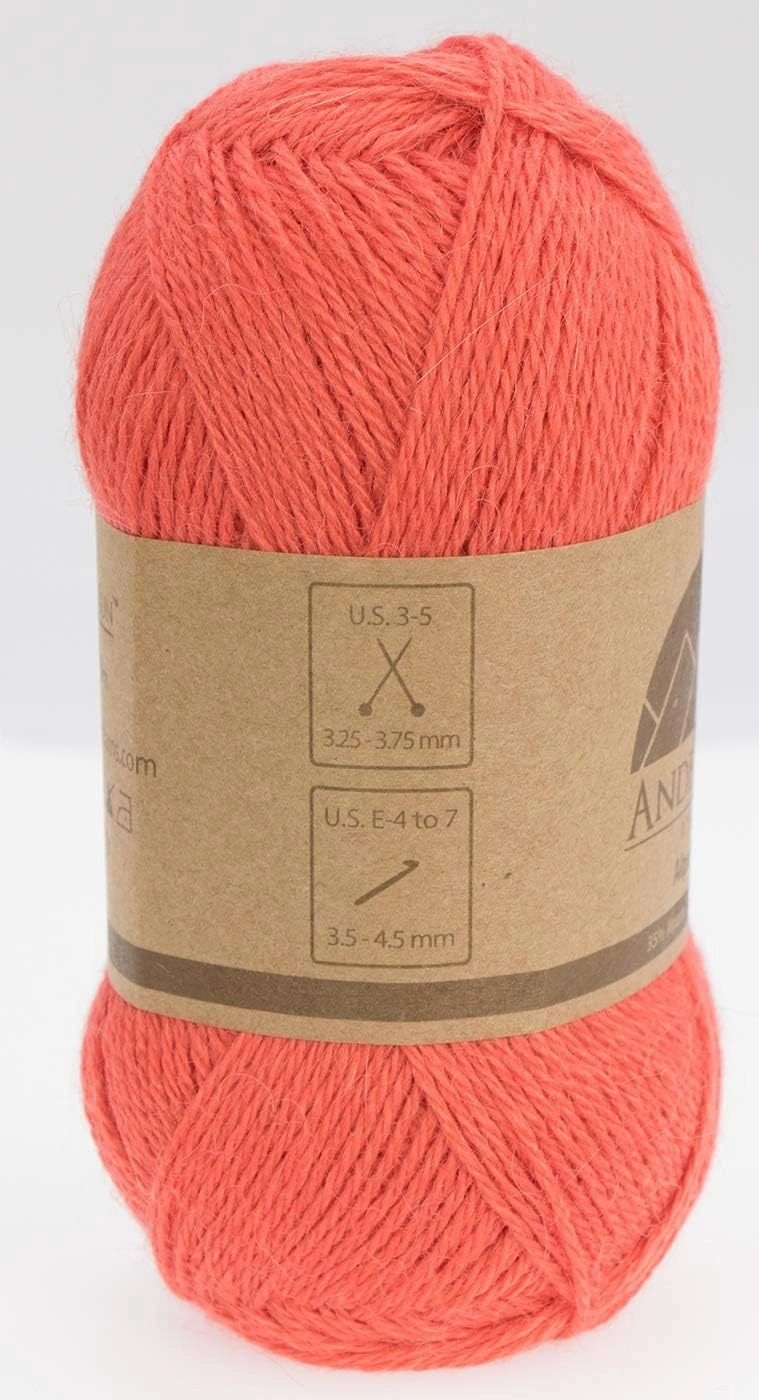 (3 Small Gorgeous Skeins) Alpaca Yarn Blend Umayo [657 Yards Total], #2 Fingering (Coral)