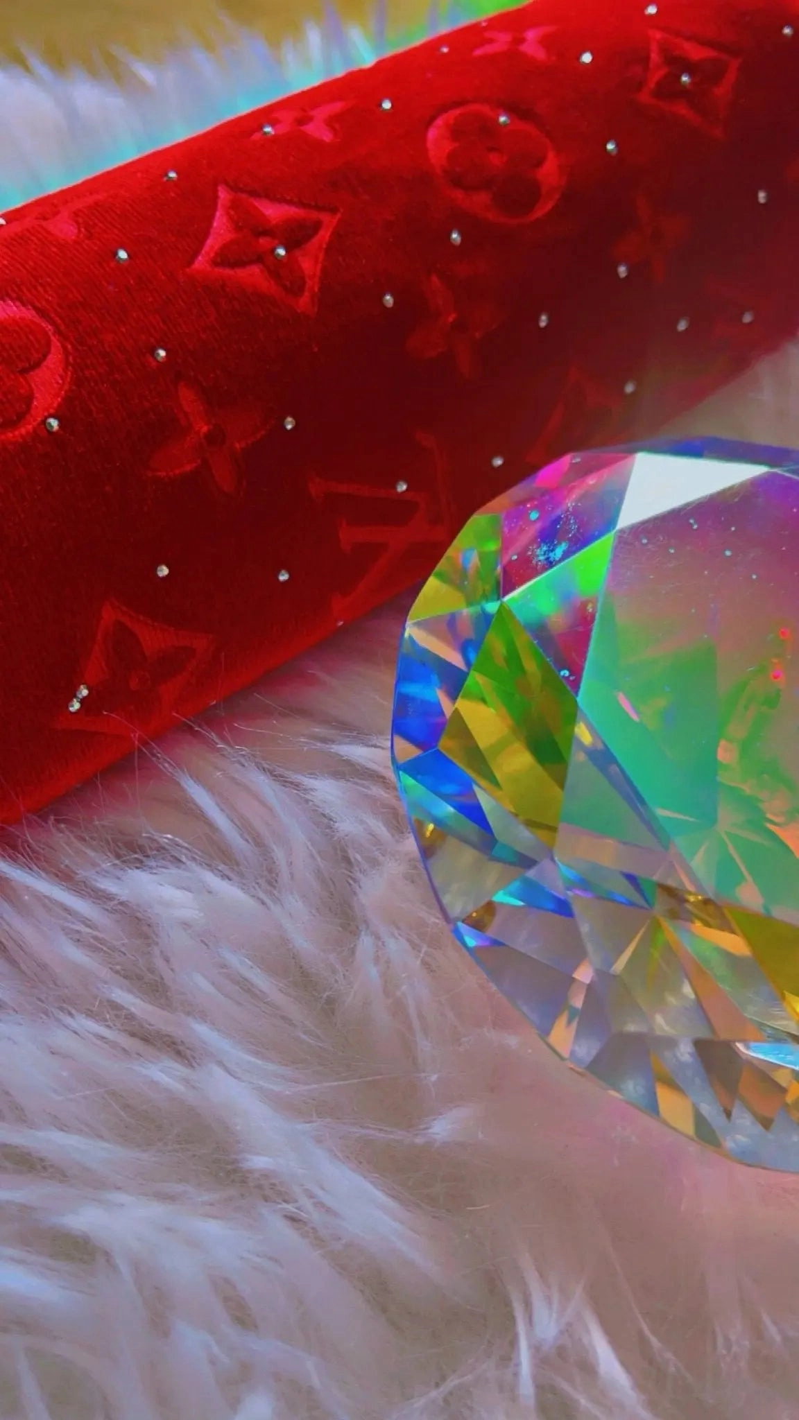 ✨ Crimson Diamond  💎 Luxe: Red Velvet LV-Inspired Fabric ✨