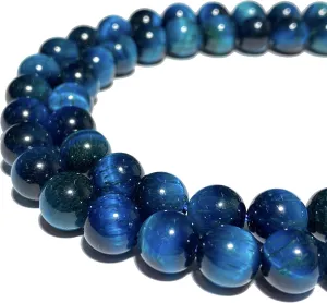 ABCGEMS African Navy-Blue Tigers Eye (Gorgeous Matrix- Mohs Hardness 7) Healing Energy Crystal Stone Ideal for Bracelet Necklace Ring DIY Jewelry Making Craft Men Women Smooth Round Tiny 6mm
