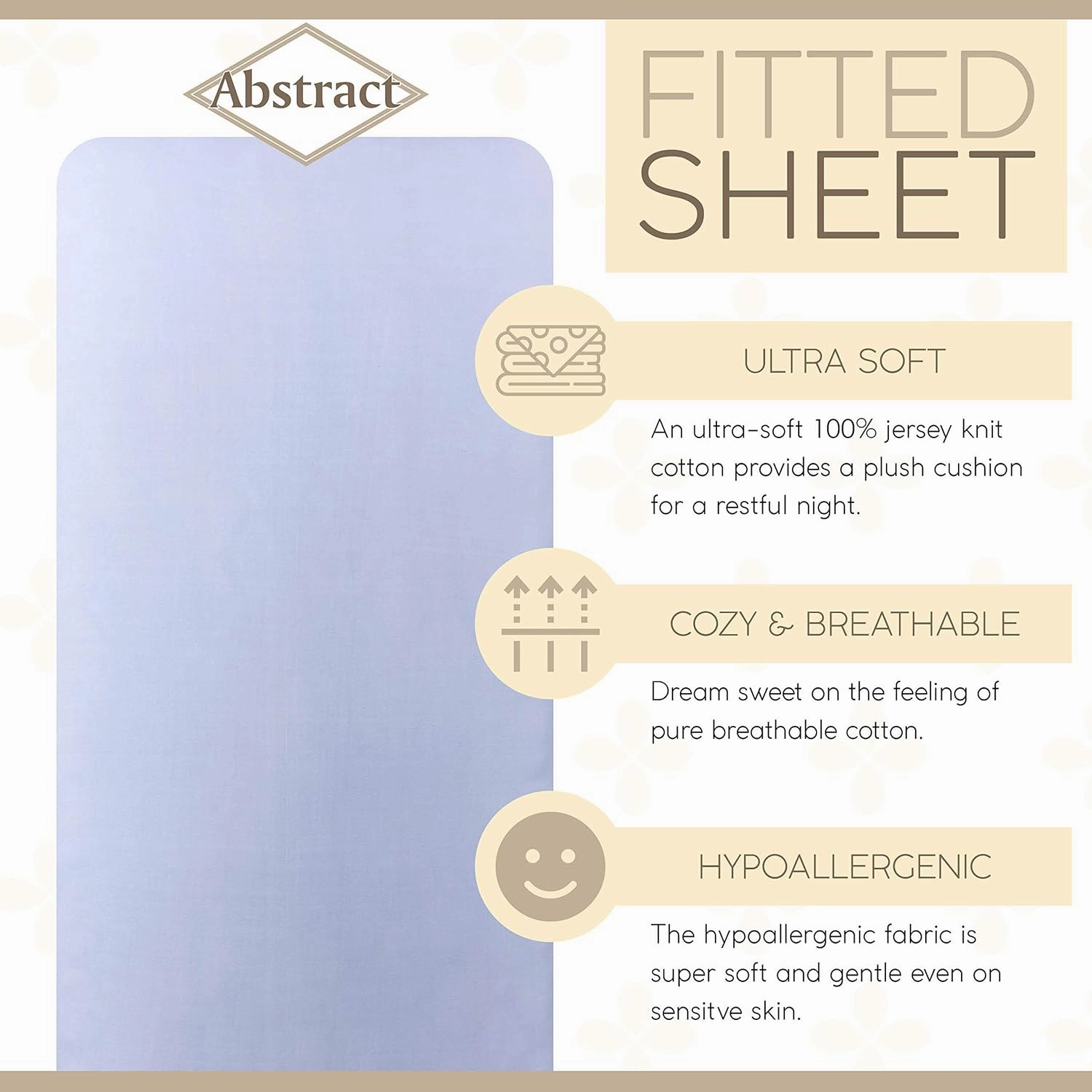 Abstract Fitted Bed Sheet - Ultra Soft Jersey 100% Cotton Sheets - Snug Fitted Bed Sheets for Narrow Twin/Army Cot/Rv Bunk/Camping Cot - Breathable Fabric - Deep Pockets Up to 12 Inch - Blue, 33"x75"