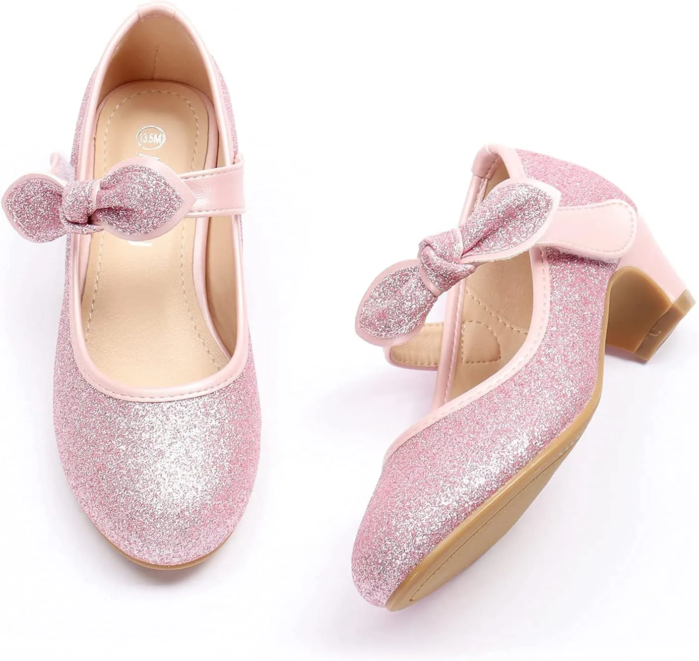 ADAMUMU Little Girls Princess Shoes Glittler Dress Shoes for Gilrs Toddler Girl Heels for Christmas Parties and Holiday Celebrations