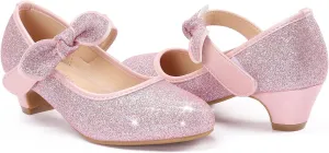 ADAMUMU Little Girls Princess Shoes Glittler Dress Shoes for Gilrs Toddler Girl Heels for Christmas Parties and Holiday Celebrations