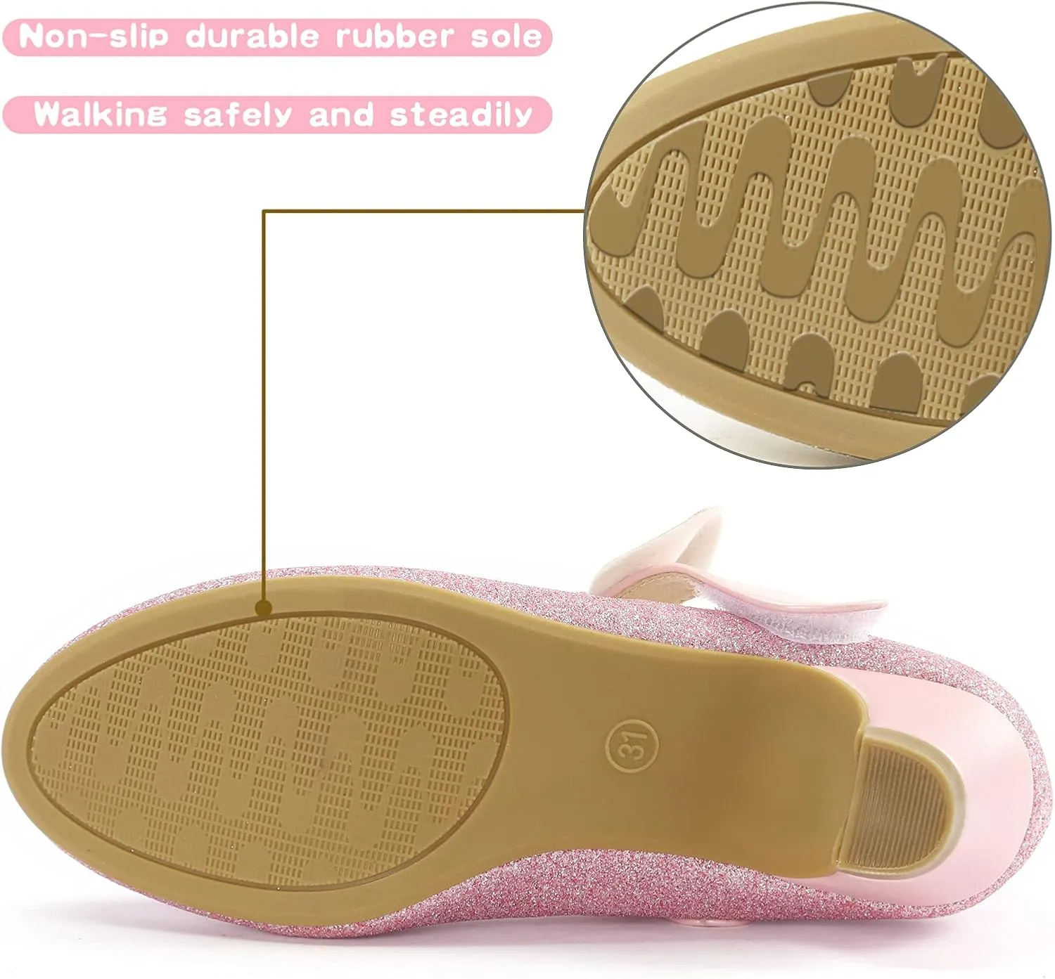 ADAMUMU Little Girls Princess Shoes Glittler Dress Shoes for Gilrs Toddler Girl Heels for Christmas Parties and Holiday Celebrations