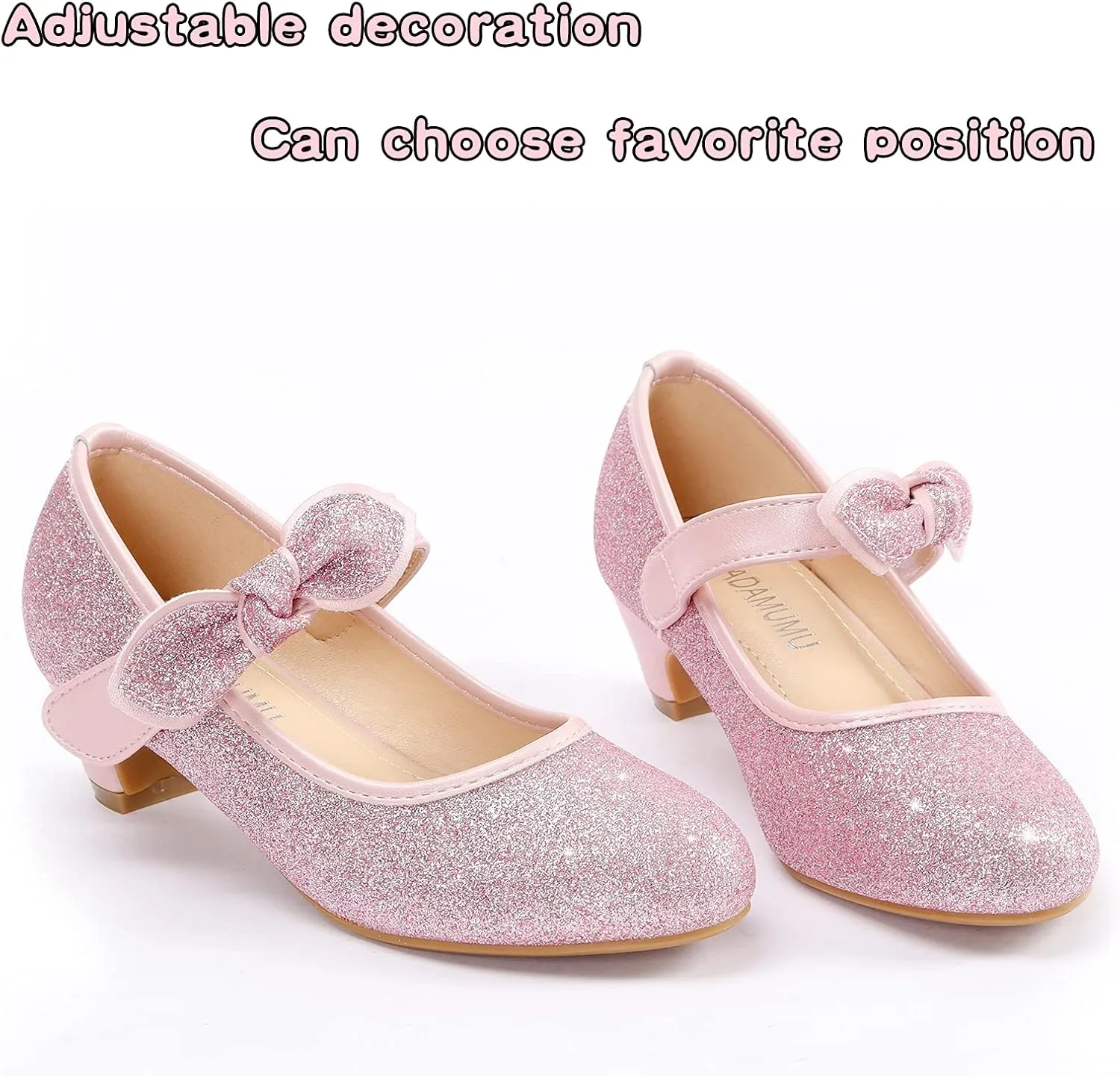 ADAMUMU Little Girls Princess Shoes Glittler Dress Shoes for Gilrs Toddler Girl Heels for Christmas Parties and Holiday Celebrations