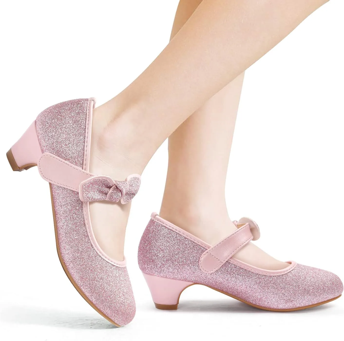 ADAMUMU Little Girls Princess Shoes Glittler Dress Shoes for Gilrs Toddler Girl Heels for Christmas Parties and Holiday Celebrations