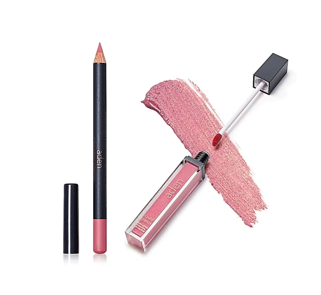 aden - 2 in 1 - Matte Liquid Lipstick & Lip Liner Set - 7ML - Non-Smudge & Quick Drying - Highly Pigmented - Long Duration with Hydration - Made in Italy (13 Sweet Peach)