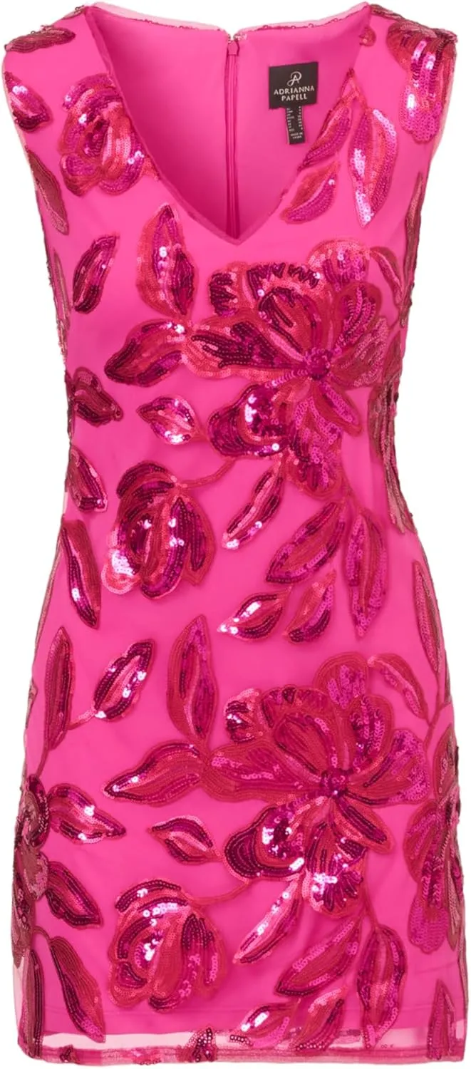 Adrianna Papell Women's Floral Sequin Short Dress
