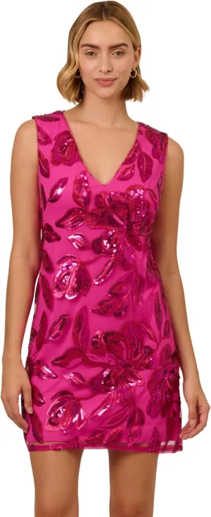 Adrianna Papell Women's Floral Sequin Short Dress
