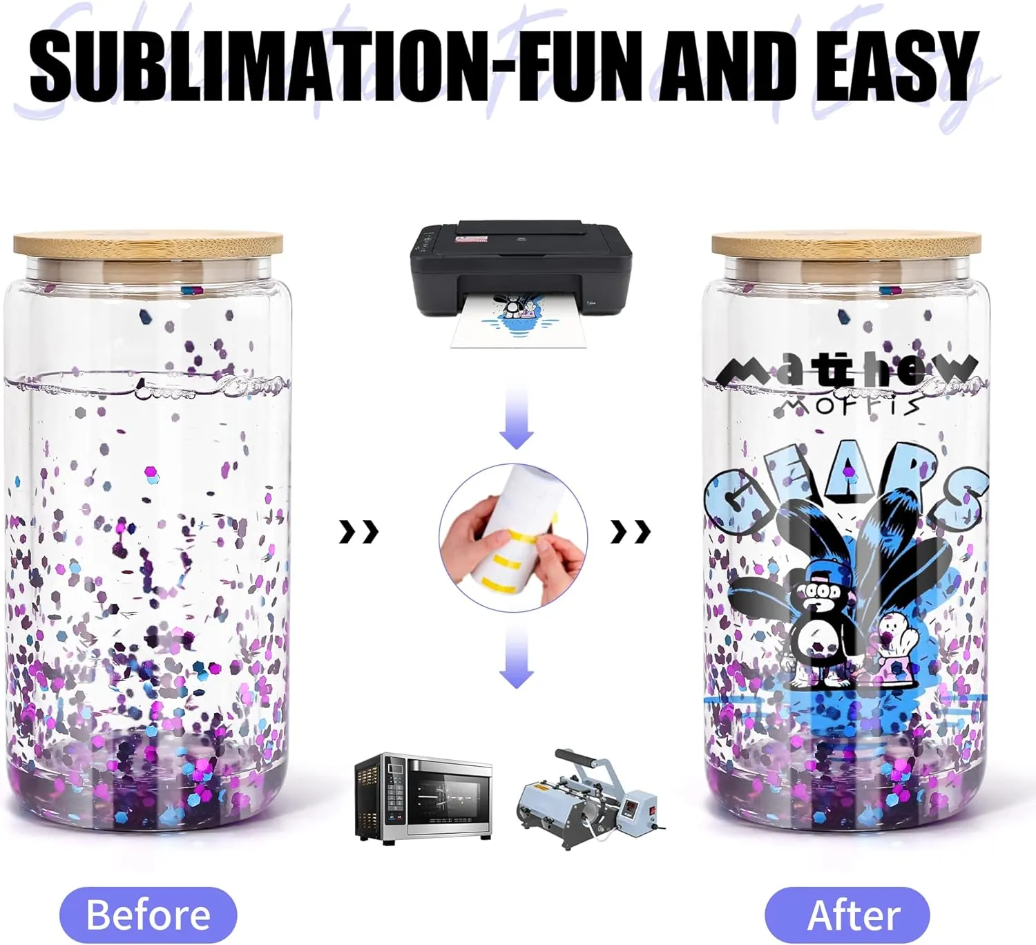 AGH 16OZ Sublimation Snow Globe Glass with Bamboo Lids and Straws, 25 Pack Double Wall Sublimation Beer Can Glasses Can Shaped Tumblers with Pre Drilled Hole for DIY Glitter Gift