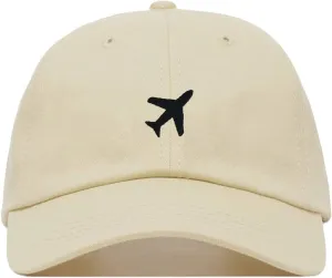 Airplane Baseball Hat, Embroidered Dad Cap, Unstructured Soft Cotton, Adjustable Strap Back (Multiple Colors)