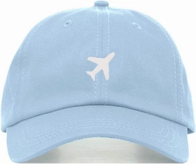 Airplane Baseball Hat, Embroidered Dad Cap, Unstructured Soft Cotton, Adjustable Strap Back (Multiple Colors)