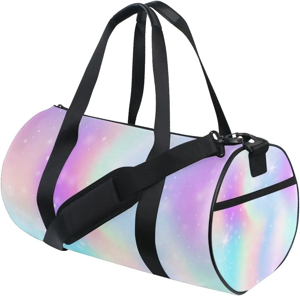 ALAZA Pink Glitter Hearts Travel Duffle Bag Sports Luggage with Backpack Tote Gym Bag for Man and Women