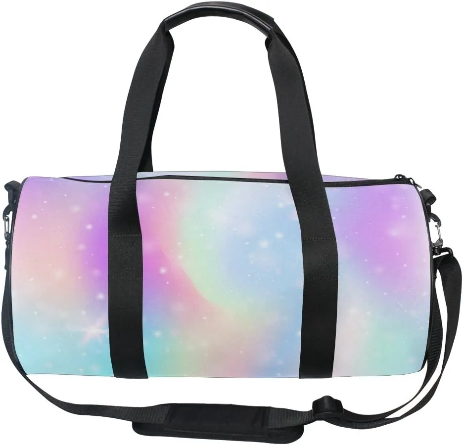 ALAZA Pink Glitter Hearts Travel Duffle Bag Sports Luggage with Backpack Tote Gym Bag for Man and Women