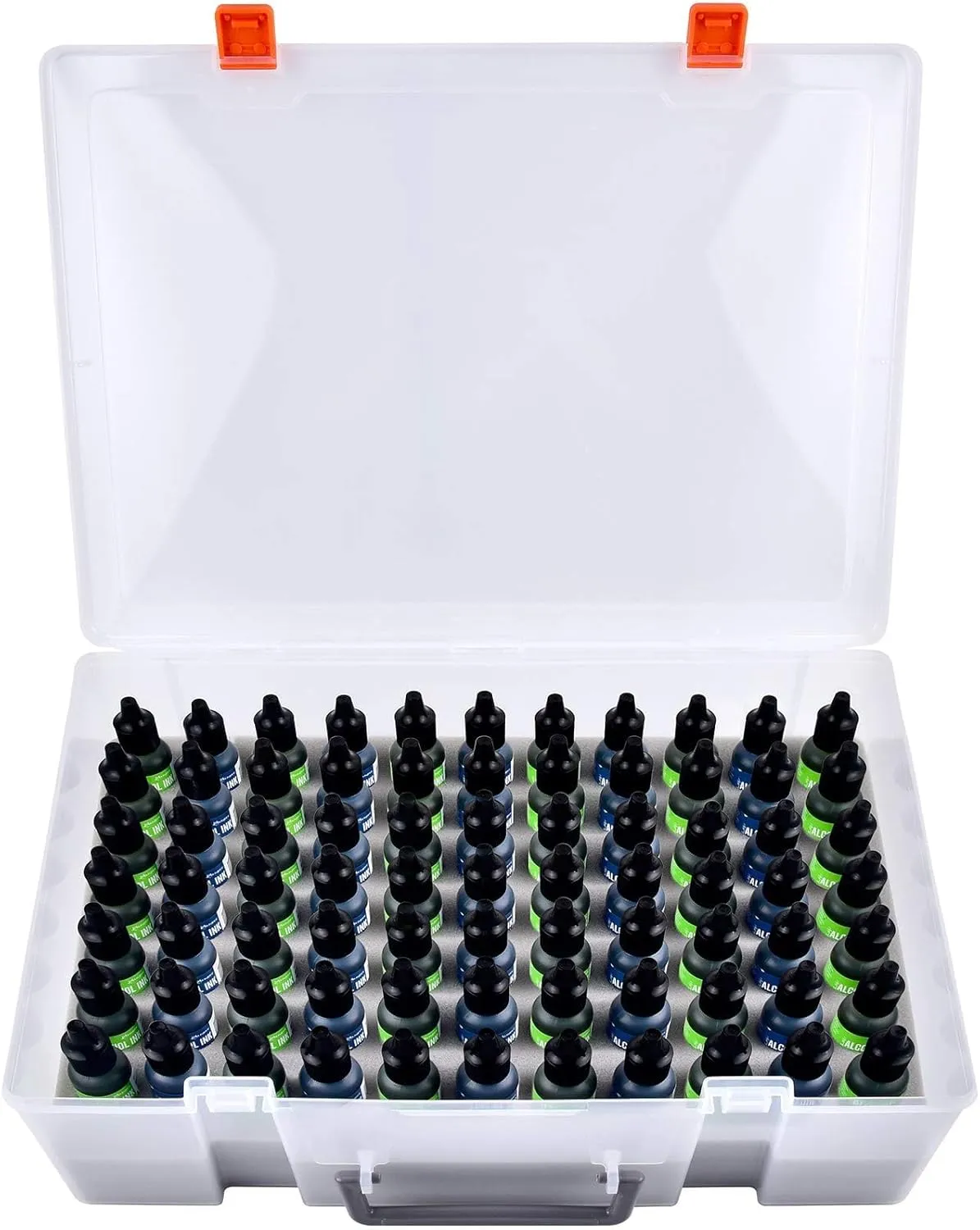 Alcohol Ink Storage Case and Paint Carrying Organizer, Miniature Holder Fits 77pcs Bottles of Alcohols Inks, Paints Set and Glitter Glue with Foam Insert. Multiple-use Travel Container(Box Only)