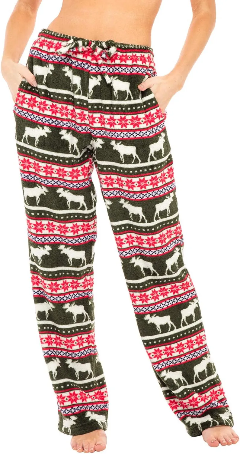Alexander Del Rossa Women's Soft Warm Fleece Pajama Pants, Long Lounge Bottoms