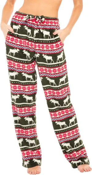 Alexander Del Rossa Women's Soft Warm Fleece Pajama Pants, Long Lounge Bottoms