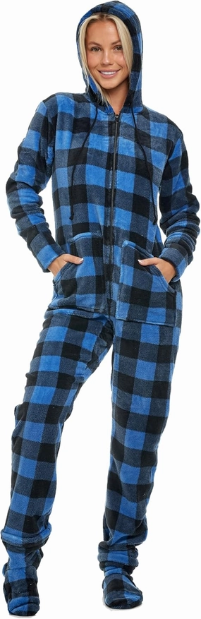 Alexander Del Rossa Adult Onesie Pajamas, Hooded Fleece Adult Onesie, One Piece Women's Pajamas