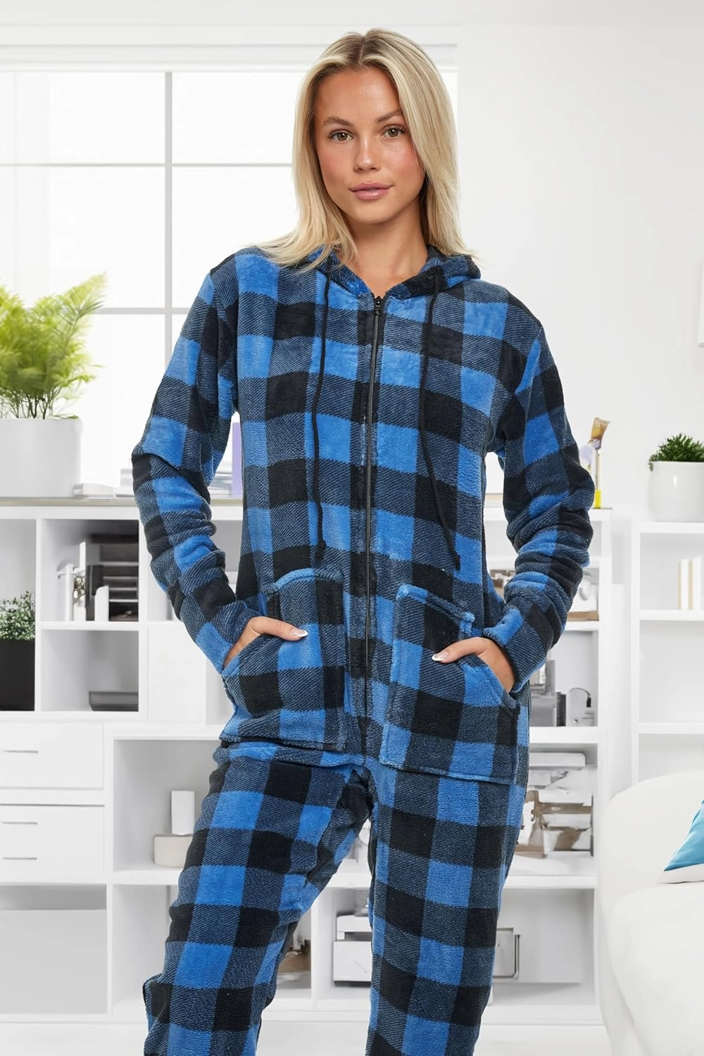 Alexander Del Rossa Adult Onesie Pajamas, Hooded Fleece Adult Onesie, One Piece Women's Pajamas