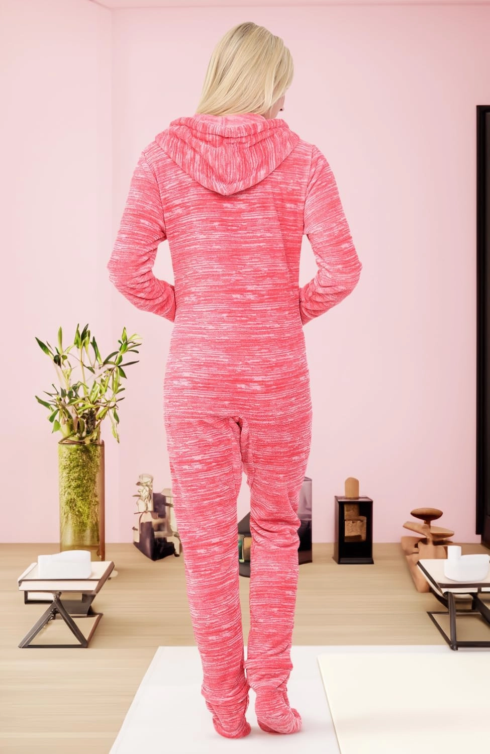 Alexander Del Rossa Adult Onesie Pajamas, Hooded Fleece Adult Onesie, One Piece Women's Pajamas