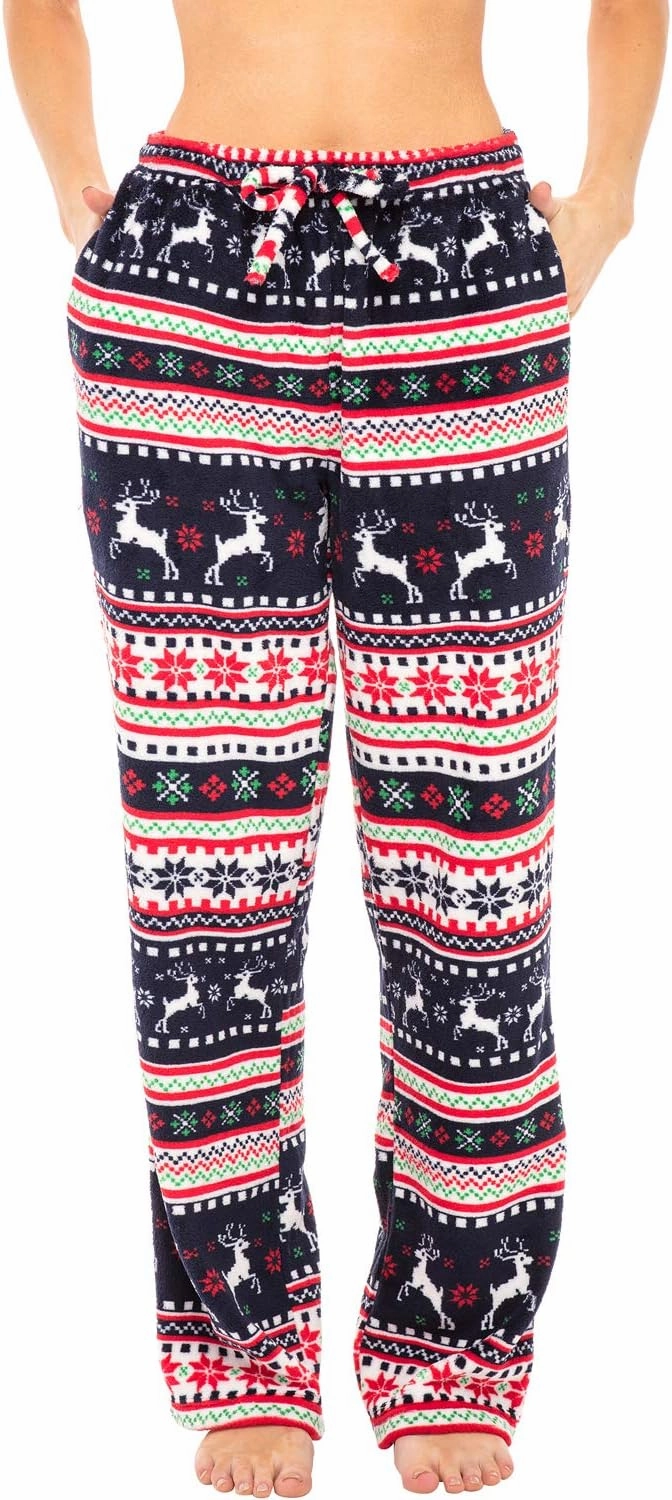 Alexander Del Rossa Women's Soft Warm Fleece Pajama Pants, Long Lounge Bottoms