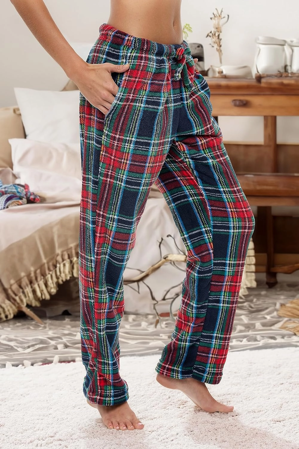 Alexander Del Rossa Women's Soft Warm Fleece Pajama Pants, Long Lounge Bottoms