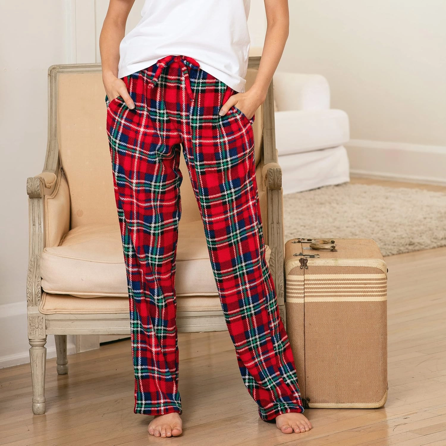 Alexander Del Rossa Women's Soft Warm Fleece Pajama Pants, Long Lounge Bottoms