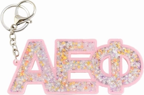 Alpha Epsilon Phi Glitter Sorority Keychain