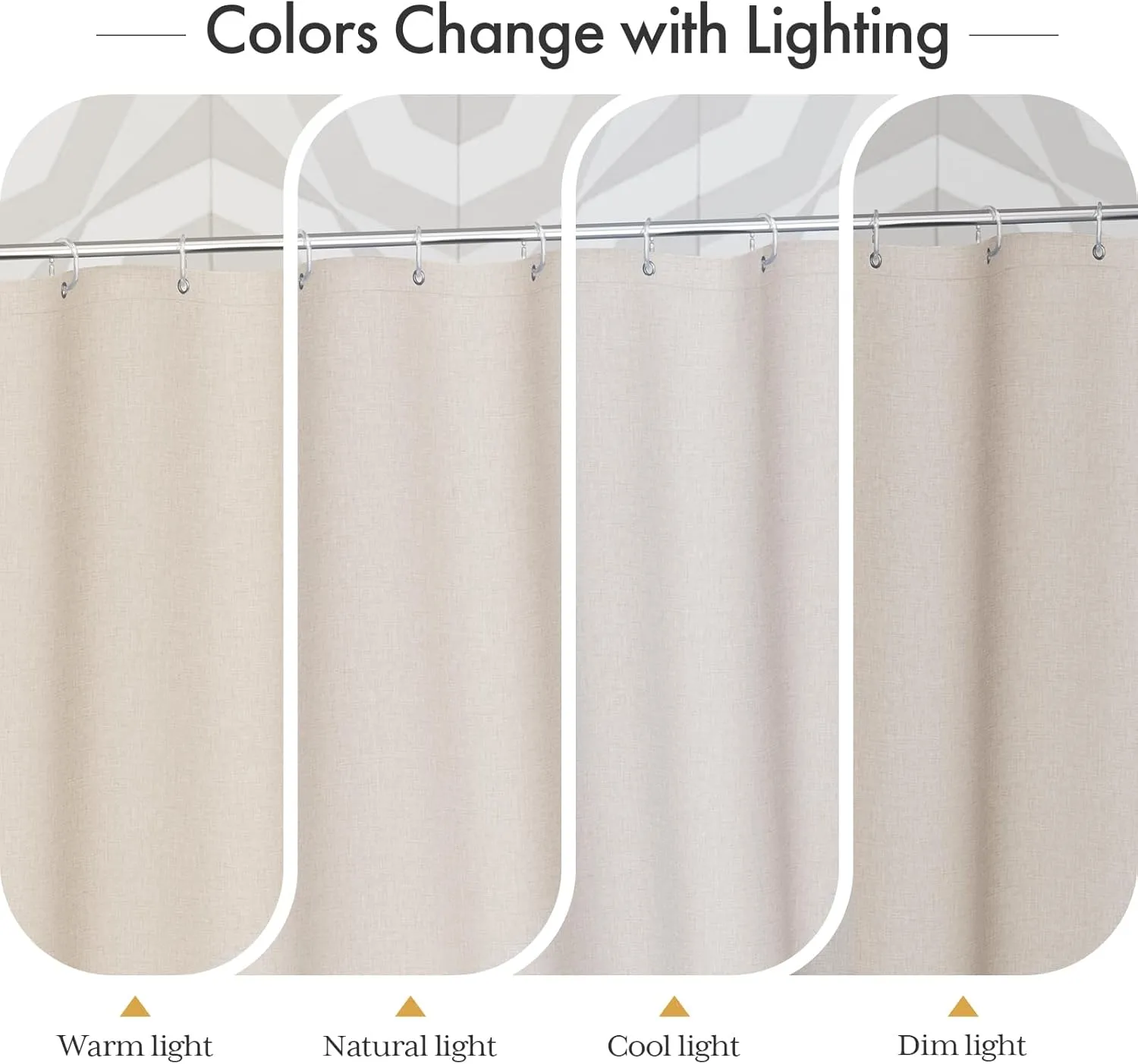 AmazerBath Boho Shower Curtain with Tassels, Beige Shower Curtains for Bathroom, Farmhouse Shower Curtain with Hooks, Faux Linen Rustic Shower Curtain Set, Water Repellent, 72x72 Inches