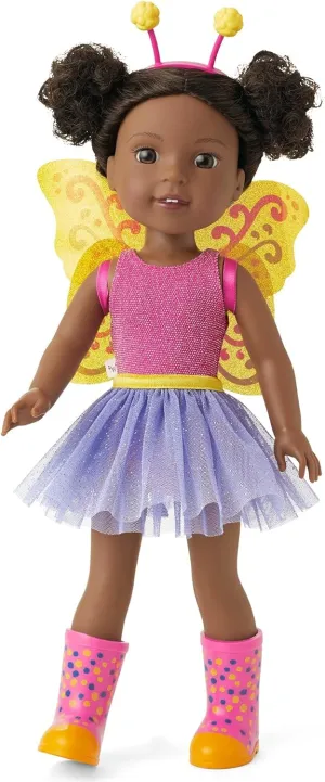 American Girl WellieWishers 14.5-inch Kendall Doll with Pink Leotard, Mesh Skirt, Headband, and Boots, For Ages 4 