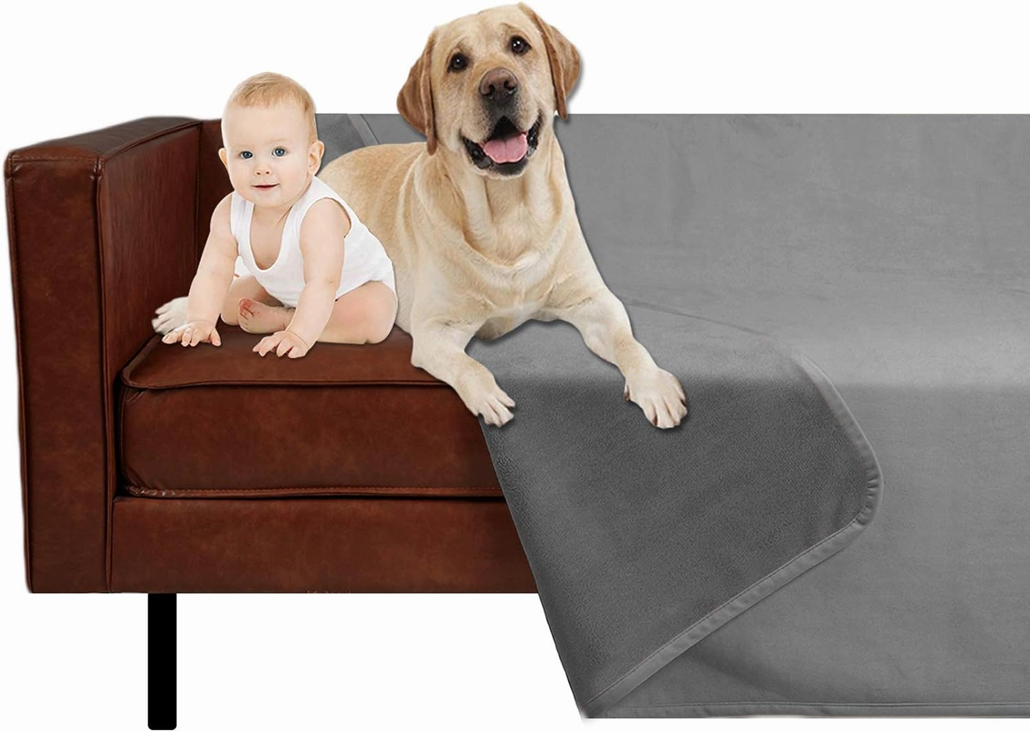 Ameritex Pet Bed Blanket Reversible 100% Waterproof Velvet Super Soft for Sofa and Bed (52x82 Inches, Light Grey Grey)