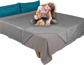 Ameritex Pet Bed Blanket Reversible 100% Waterproof Velvet Super Soft for Sofa and Bed (52x82 Inches, Light Grey Grey)