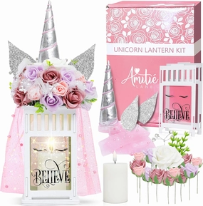 Amitié Lane DIY Fairy Lantern Craft Kit - Make Your Own Unicorn Night Light - Arts & Crafts Kit for Kids - Birthday Gifts for Girls