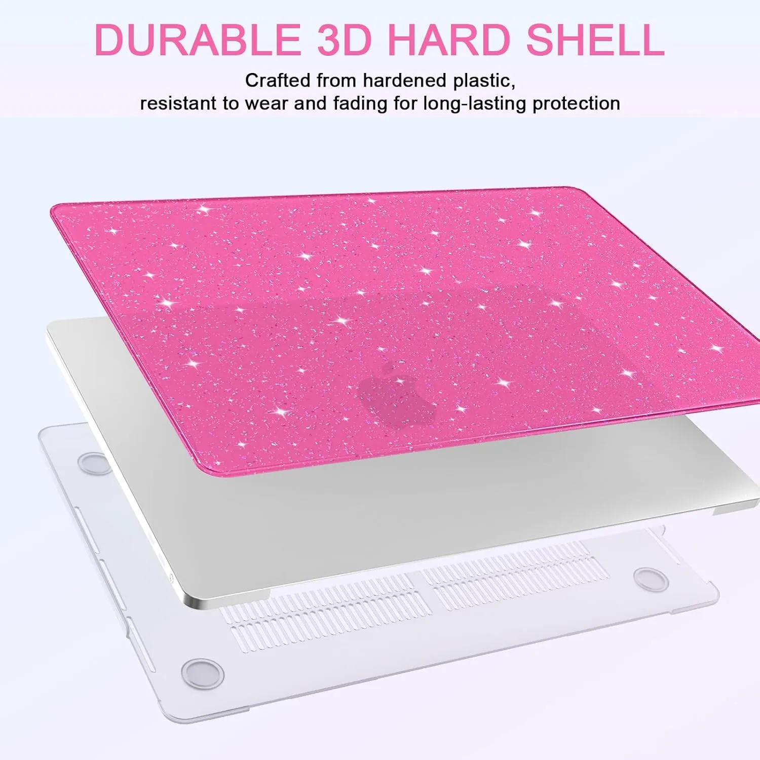 Anban Compatible with MacBook Pro 13 inch Case M2 M1 2025-2016 A2338 A2251 A2289 A2159 A1989 A1706 A1708, Plastic Hard Shell Case for MacBook Pro 13.3 inch Keyboard Cover Screen Skin, Shiny Hot Pink