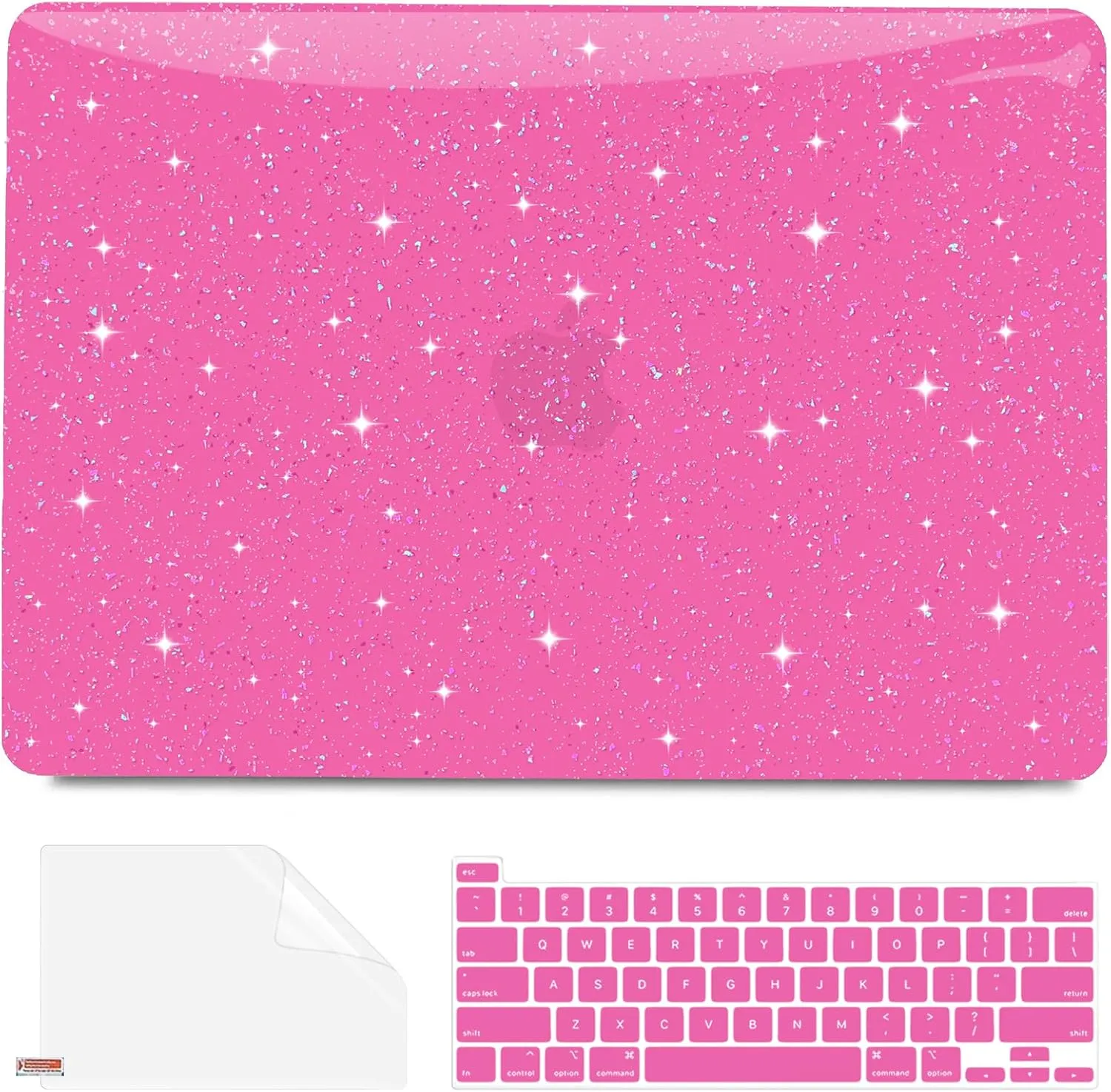 Anban Compatible with MacBook Pro 13 inch Case M2 M1 2025-2016 A2338 A2251 A2289 A2159 A1989 A1706 A1708, Plastic Hard Shell Case for MacBook Pro 13.3 inch Keyboard Cover Screen Skin, Shiny Hot Pink