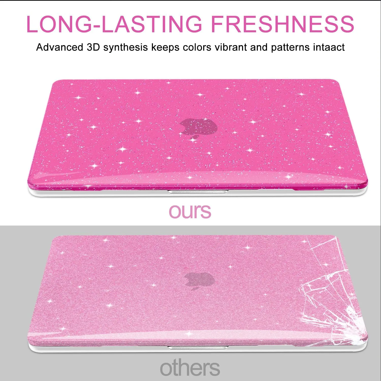 Anban Compatible with MacBook Pro 13 inch Case M2 M1 2025-2016 A2338 A2251 A2289 A2159 A1989 A1706 A1708, Plastic Hard Shell Case for MacBook Pro 13.3 inch Keyboard Cover Screen Skin, Shiny Hot Pink