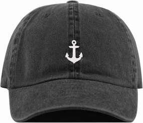 Anchor Baseball Hat, Embroidered Dad Cap, Unstructured Soft Cotton, Adjustable Strap Back (Multiple Colors)