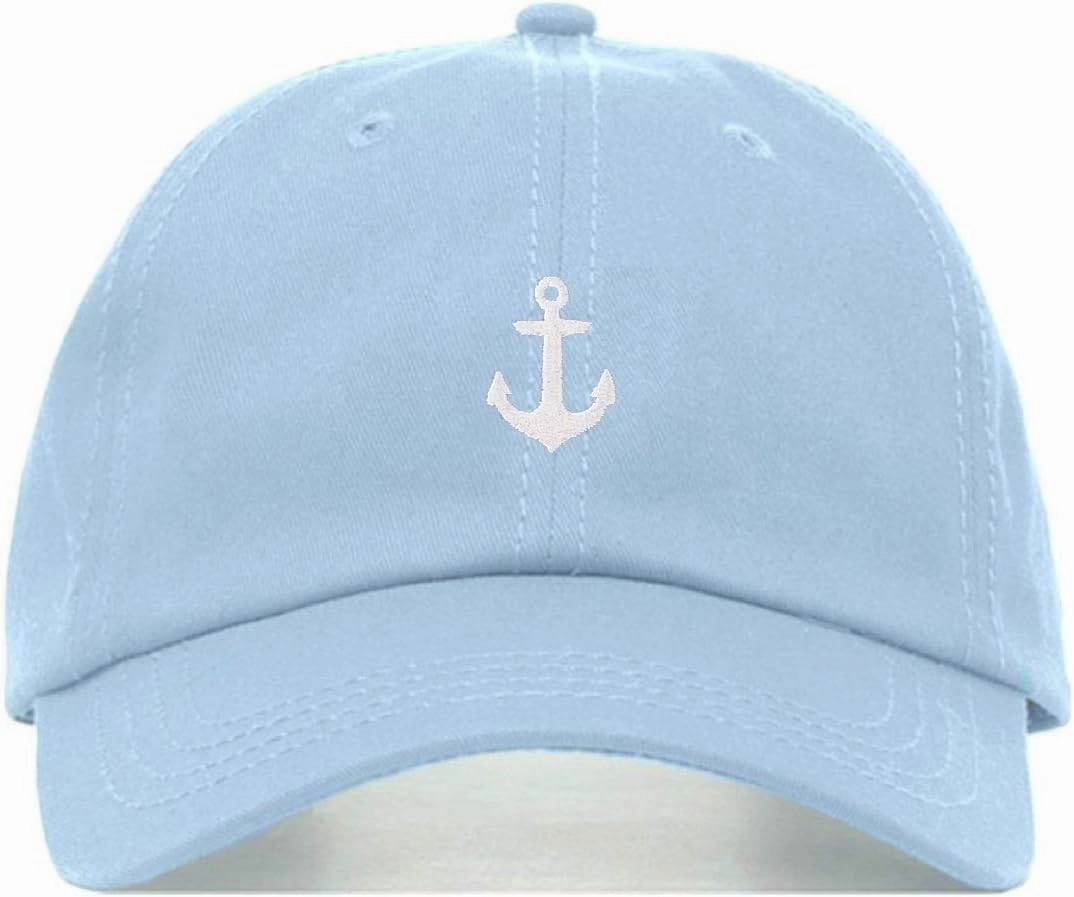 Anchor Baseball Hat, Embroidered Dad Cap, Unstructured Soft Cotton, Adjustable Strap Back (Multiple Colors)