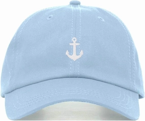 Anchor Baseball Hat, Embroidered Dad Cap, Unstructured Soft Cotton, Adjustable Strap Back (Multiple Colors)