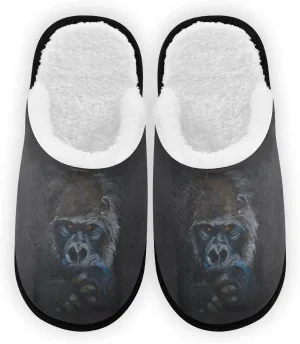 Animal Gorilla Men's and Women's Slippers, Comfort Soft Plush Coral Fleece Non Slip House Slippers Home Shoes Indoor and Outdoor