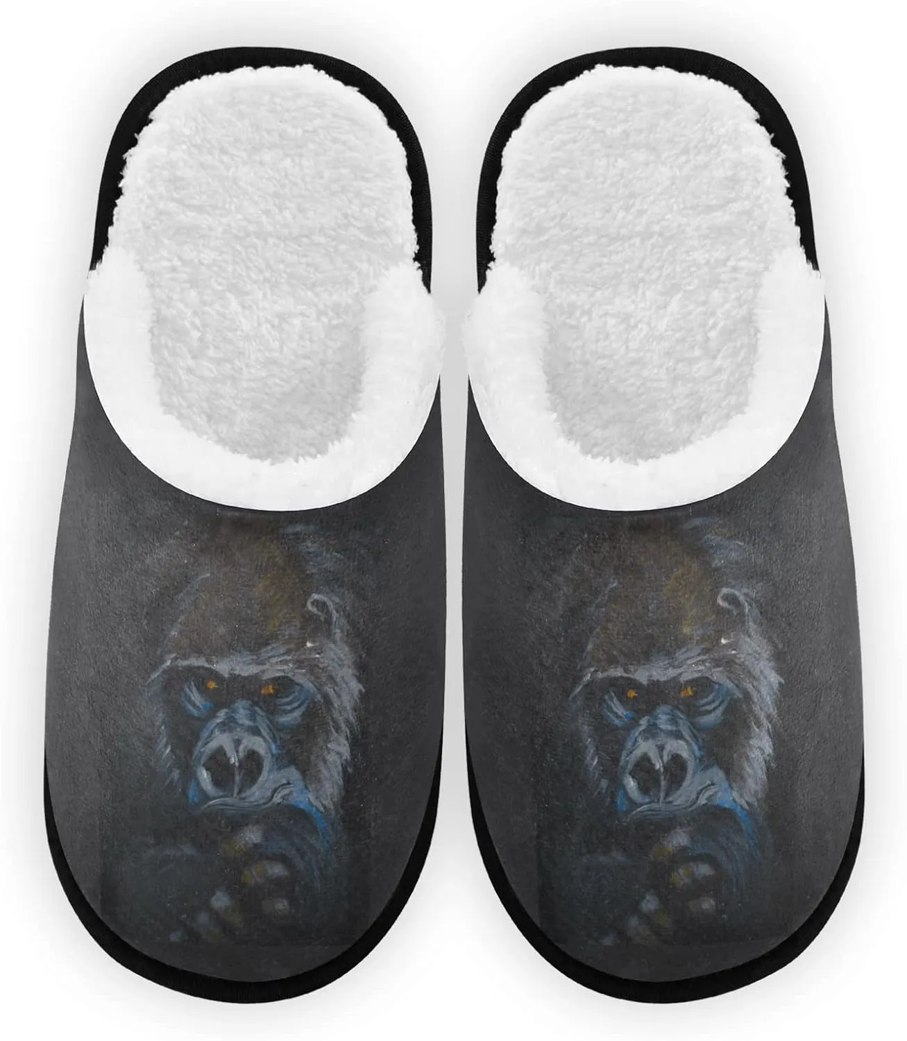 Animal Gorilla Men's and Women's Slippers, Comfort Soft Plush Coral Fleece Non Slip House Slippers Home Shoes Indoor and Outdoor