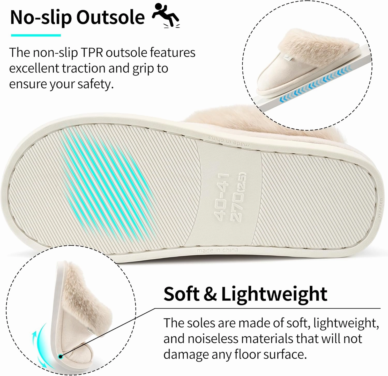 Aomigoct Slippers for Women House Shoes: Memory Foam Fuzzy Womens Slippers Indoor Outdoor Fluffy Bedroom Shoes Slip On