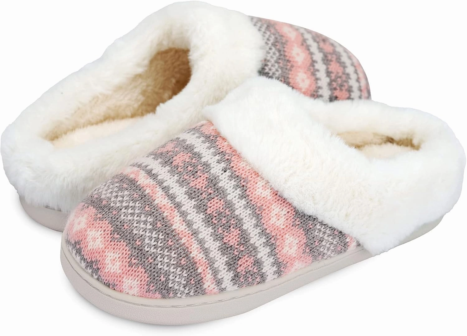 AONEGOLD Women's Memory Foam Slippers - Warm Plush Lined Cozy Knit Bedroom Slippers with Anti-Skid Sole for Indoor Outdoor