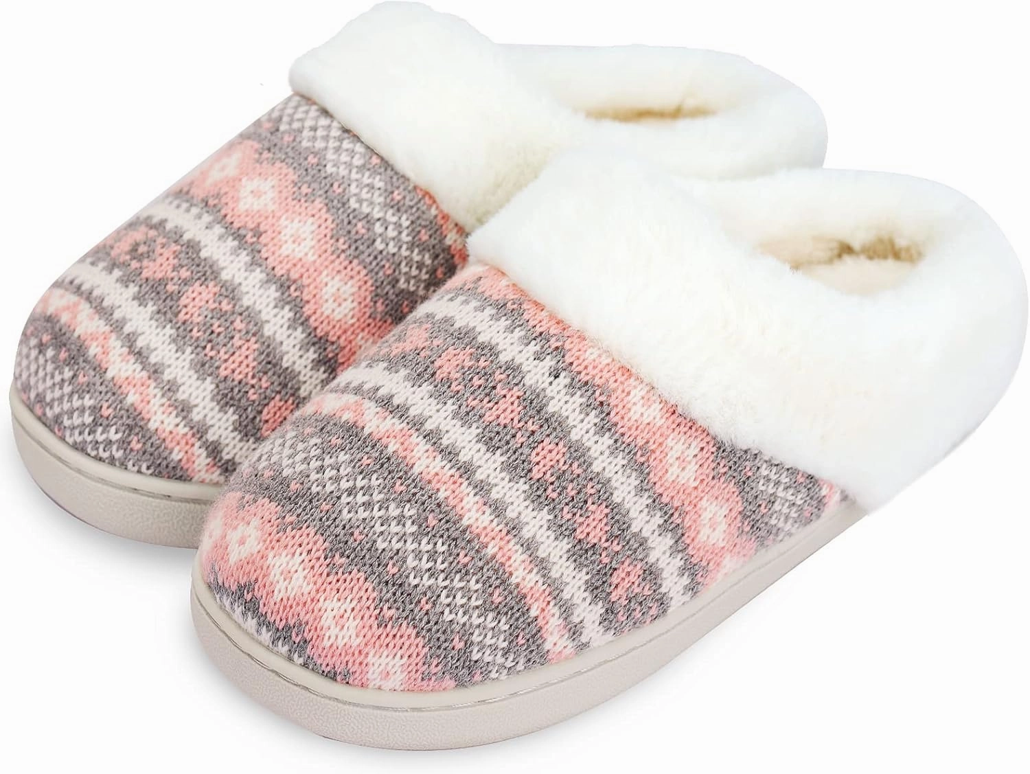AONEGOLD Women's Memory Foam Slippers - Warm Plush Lined Cozy Knit Bedroom Slippers with Anti-Skid Sole for Indoor Outdoor