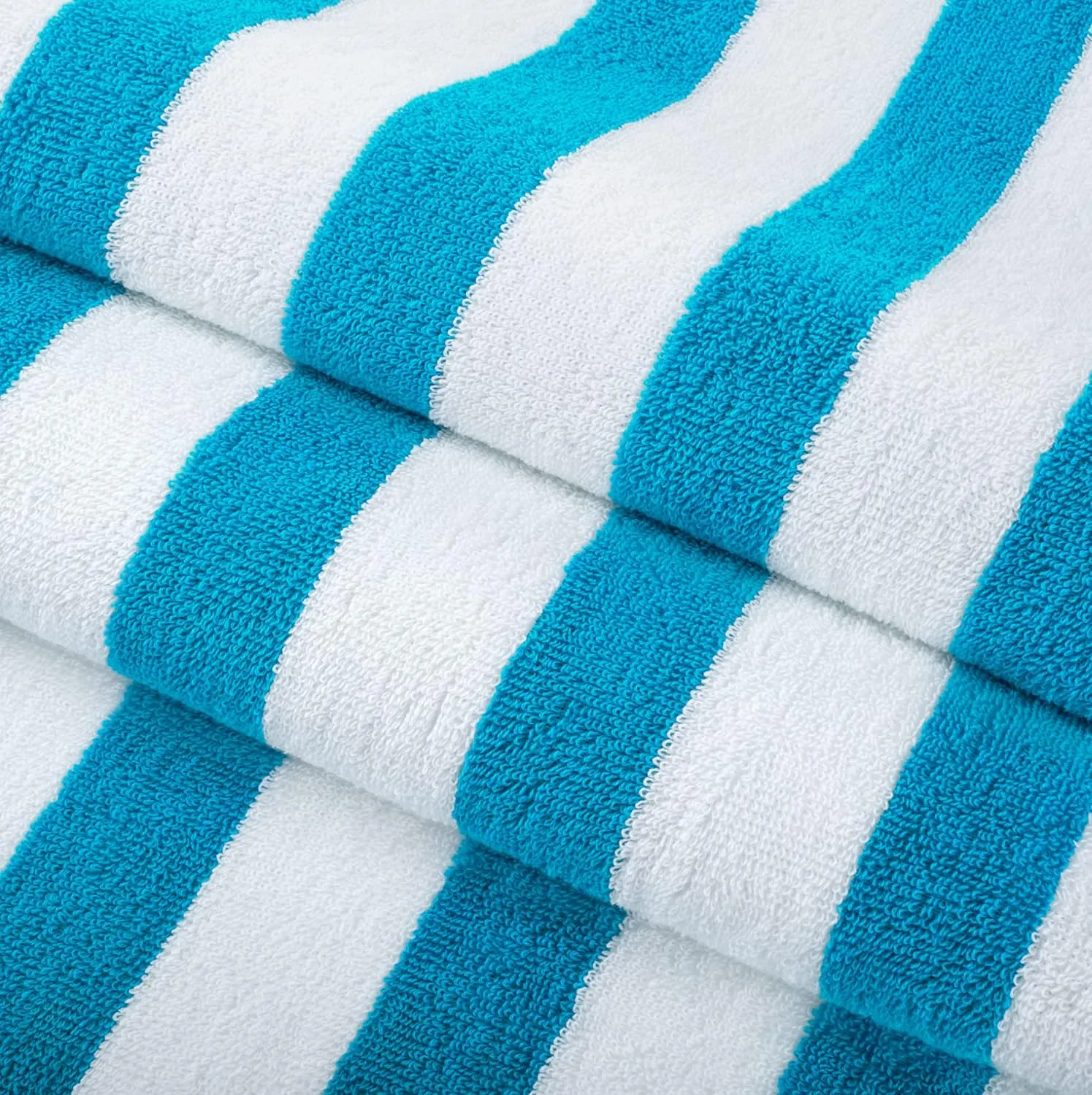 Arkwright Cali Cabana Stripe Beach Towel - Pack of 4 - Soft 100% Cotton Lightweight Quick Dry Terry Towels Set for Pool, Swim, and Hot Tub, 30 x 60 in, Blue
