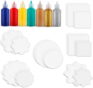 Arts and Crafts for Kids Ages 4-8,Paint Spin Art Machine Refill Pack,Art Craft Set of 36 Cardboard Pieces and 7 Bottles of Colored Paint,Cool Painting Spinner Toys Refill Set