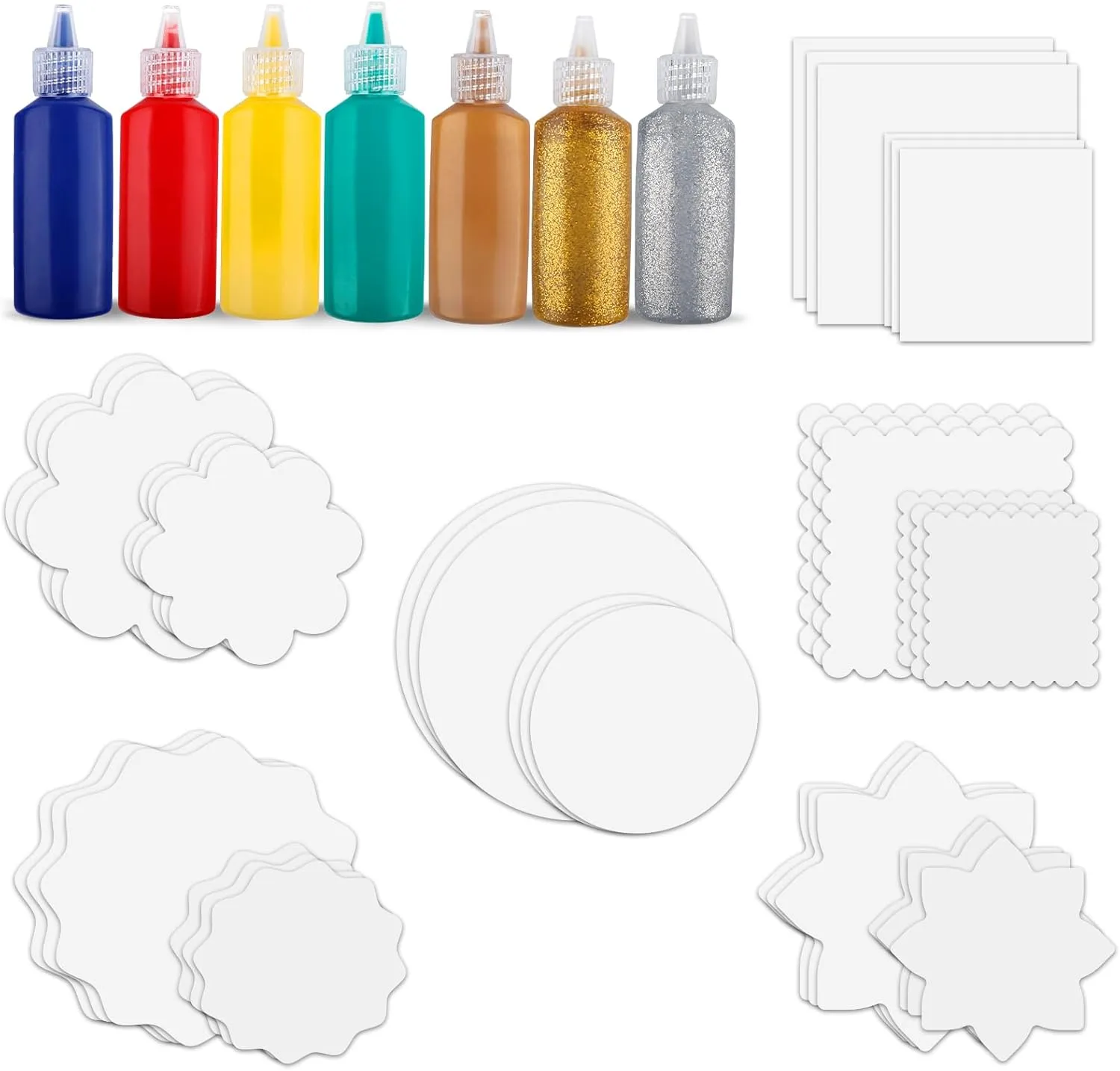 Arts and Crafts for Kids Ages 4-8,Paint Spin Art Machine Refill Pack,Art Craft Set of 36 Cardboard Pieces and 7 Bottles of Colored Paint,Cool Painting Spinner Toys Refill Set