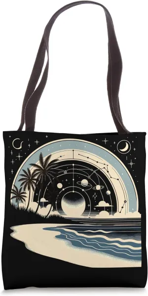 Astral Beach Vibes - Minimalist Nightscape Art Tote Bag